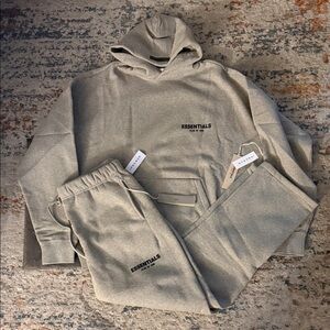 Essentials Dark Oat  Gray Joggers+Hoodie Set